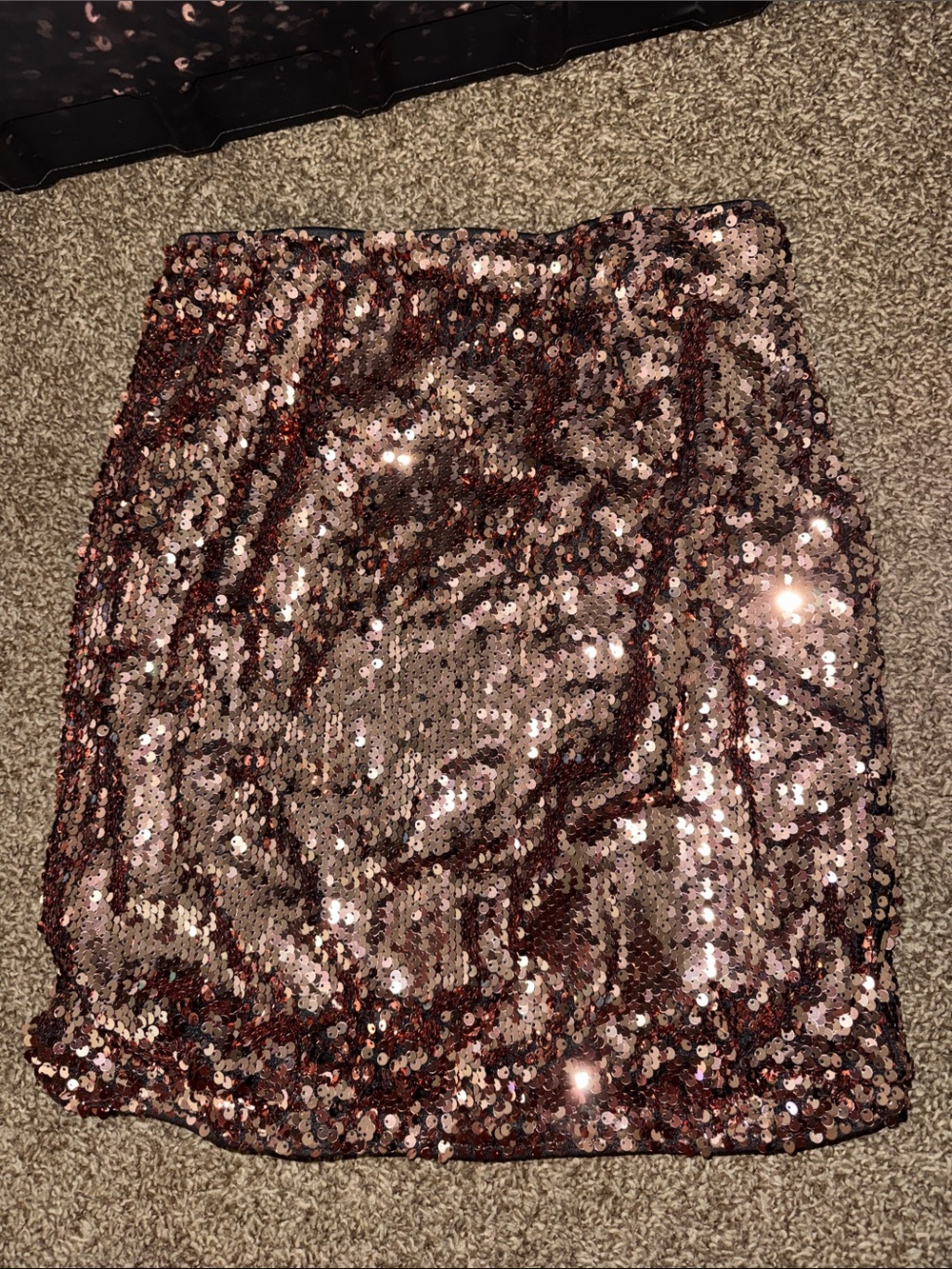 SHEIN Rose Gold Sequin Midi Skirt